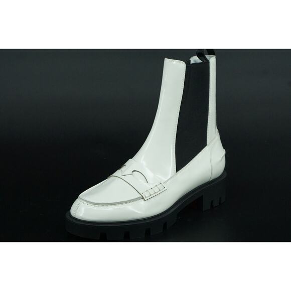Christian Louboutin Montezu White Ankle Biker Chelsea Boots Size 39.5 New $1695 - Picture 9 of 9